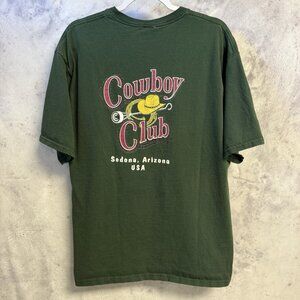 Vintage 90s Cowboy Club T Shirt Mens XL 22x29 Green Short Sleeve USA